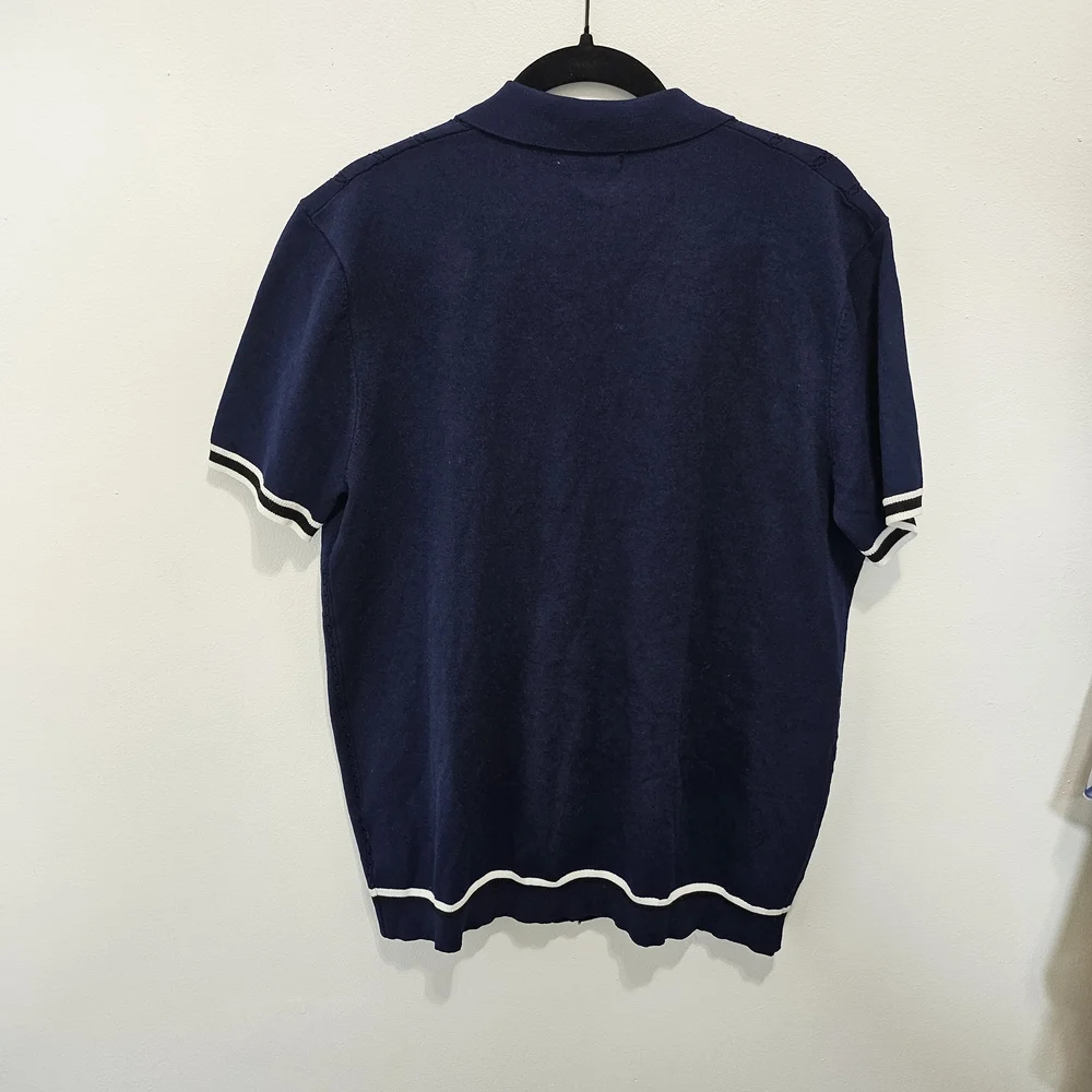 Men's Navy Casual Button Down Shirt - Picture 4 of 7